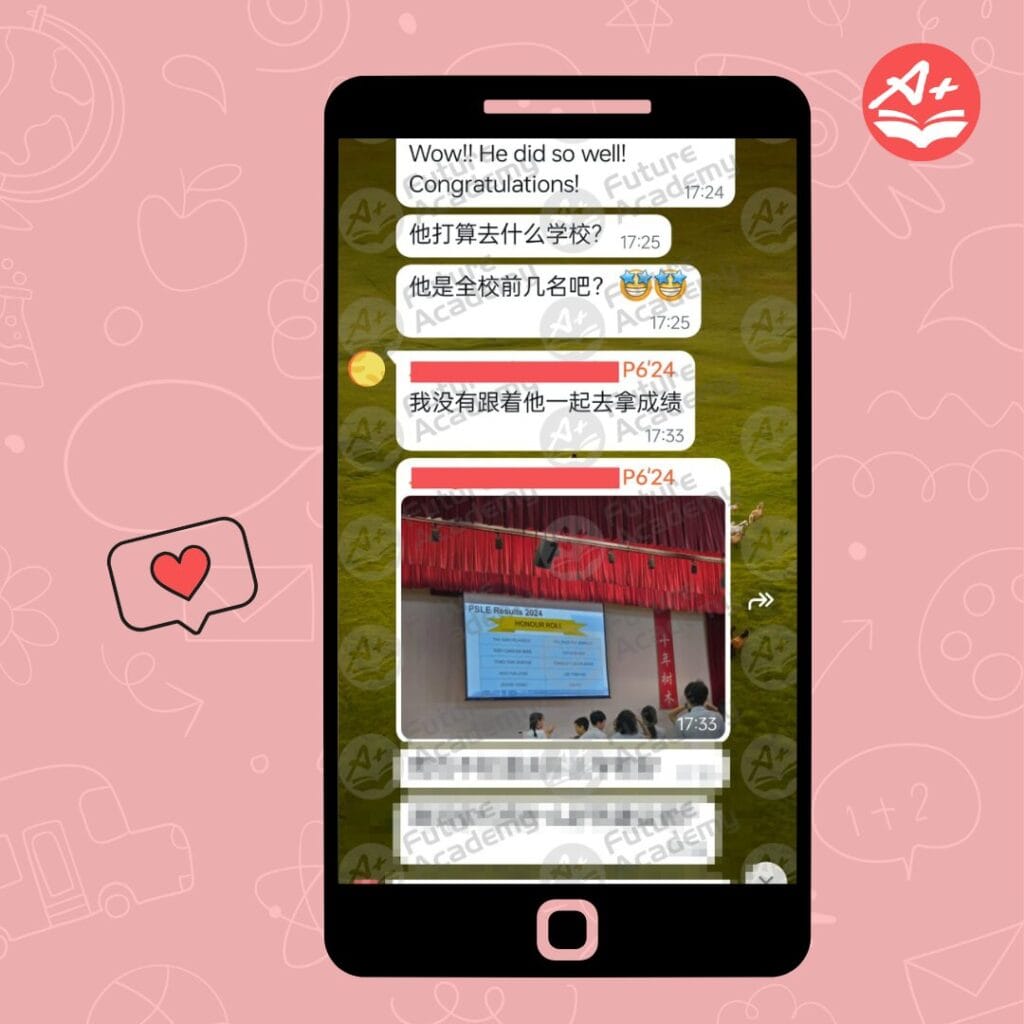 Student receiving AL1 in PSLE Science exam with tuition support from Future Academy