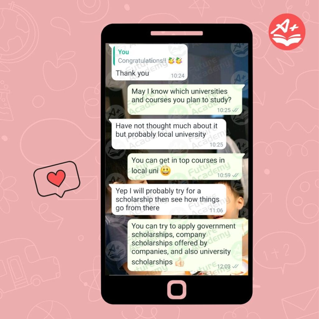 IB student discussing university course options after strong IB results with guidance from Future Academy