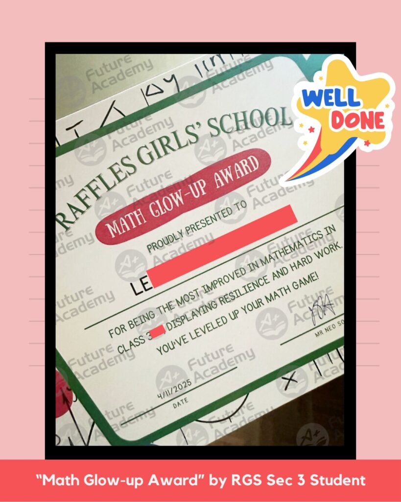 RGS IP Sec 3 Math award certificate for improved performance